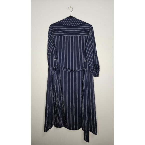 Aritzia Babaton New Kahlo Robe Sz XS Jacket Duster Pinstripe Navy Blue Corporate - Picture 12 of 15